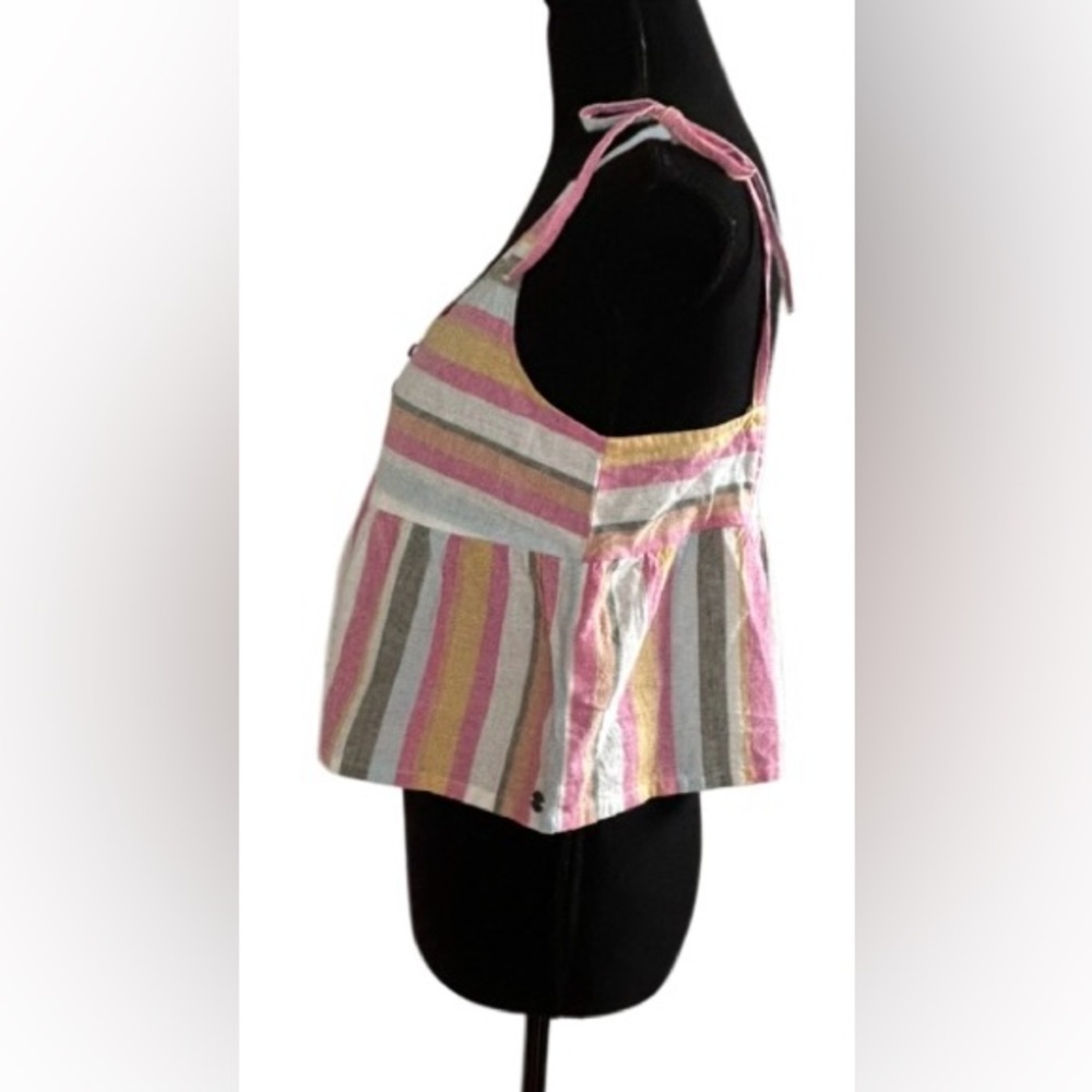 💛NWT! ROXY! “OPEN EYES” STRIPE FLOWY TANK! LINEN BLEND! ADJUSTABLE! - Picture 7 of 16